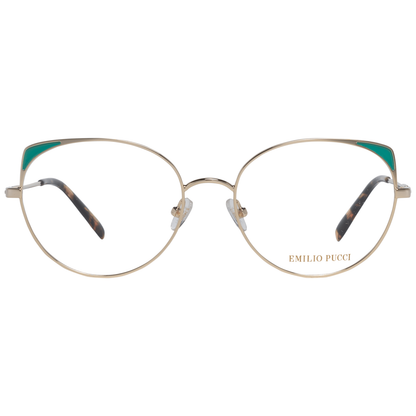 Eyeglasses Frames by Emilio Pucci for women in and gold showcases an refined full-frame frame design featuring a sophisticated gold coloured frame for an refined and refined aesthetic.