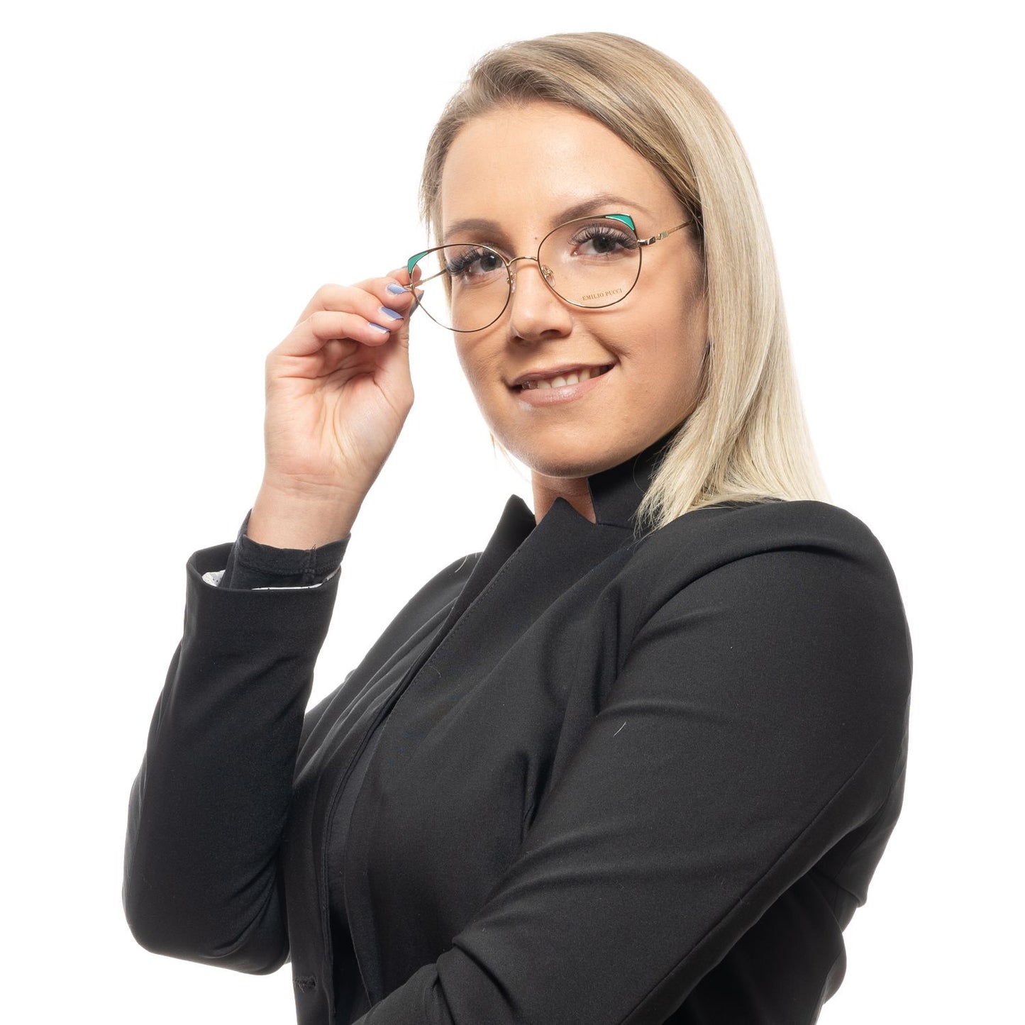 Eyeglasses Frames by Emilio Pucci for women in gold features an refined silhouette, showcasing a sophisticated gold coloured frame and refined full-frame frame design for a refined look.