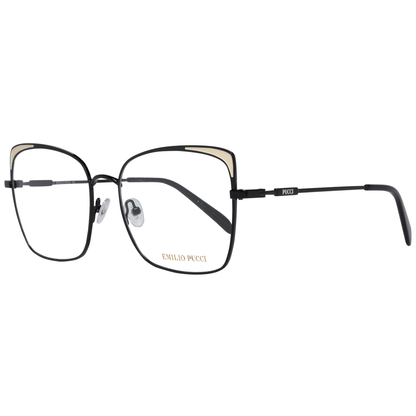 Eyeglasses Frames by Emilio Pucci for women in metal black features an refined silhouette, showcasing the refined black coloured frame and sophisticated full-frame frame design.