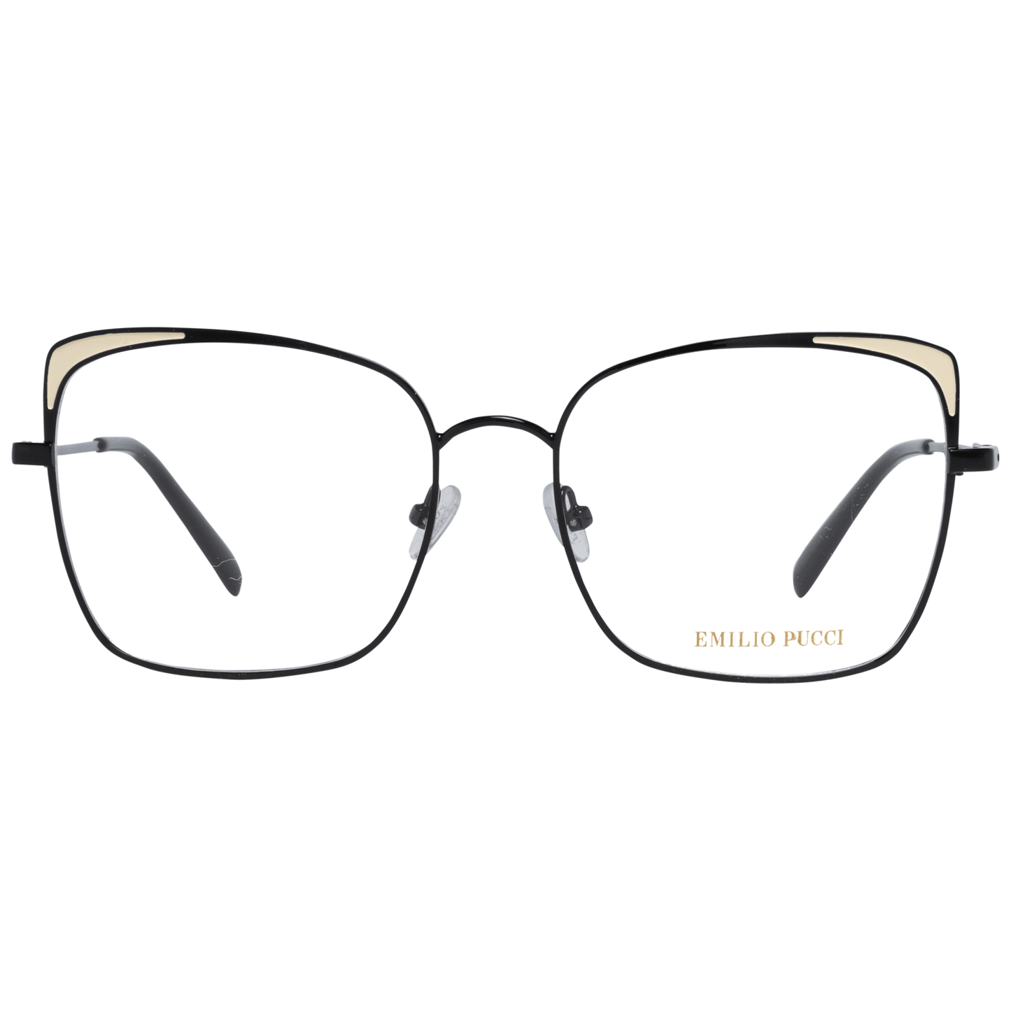 Eyeglasses Frames by Emilio Pucci for women in metal black features an refined silhouette, showcasing a sophisticated black coloured frame and refined full-frame frame design for a refined look.