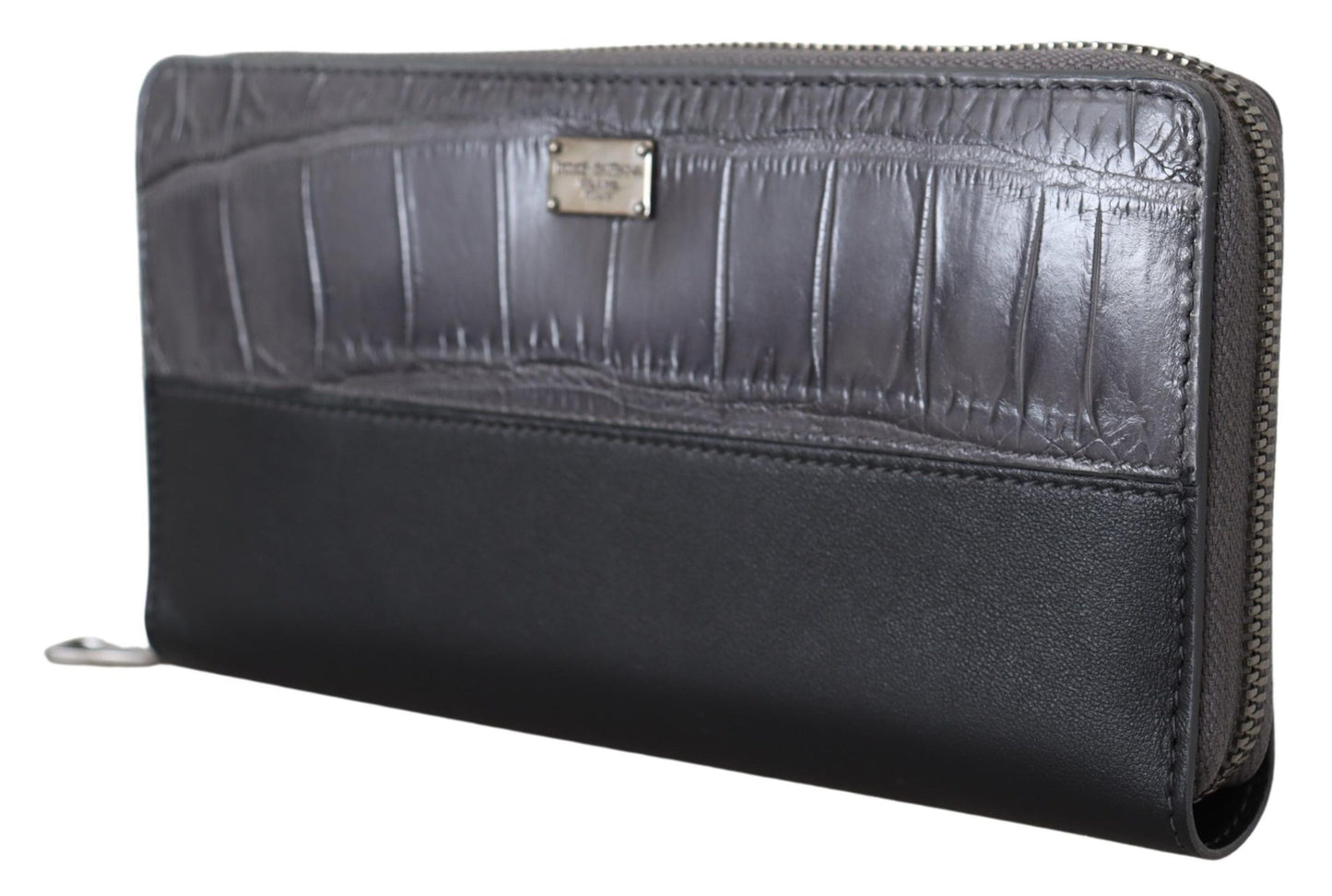 Cardholder Wallet by Dolce & Gabbana for men in exotic leather black & gray presents a architectural silhouette from the Continental Exotic Leather Cardholder Wallet collection, showcasing architectural card-organization zip-around coin-purse for a architectural finish.