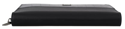 Cardholder Wallet by Dolce & Gabbana for men in exotic leather black & gray presents a streamlined silhouette, showcasing the sophisticated design of the Continental Exotic Leather Cardholder Wallet collection with functional card-organization zip-around coin-purse.