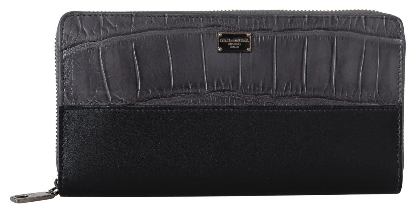 Cardholder Wallet by Dolce & Gabbana for men in exotic leather black & gray features a streamlined silhouette, showcasing the streamlined Continental Exotic Leather Cardholder Wallet design with sophisticated card-organization zip-around coin-purse for a premium look.