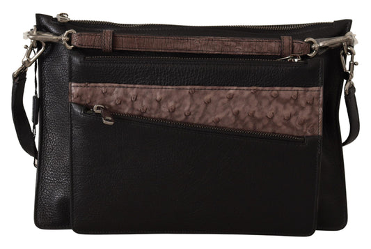 Large Travel Sling Shoulder Bag by Dolce & Gabbana for men in exotic leather black showcases a statuesque silhouette, artfully detailed with a secure zipper, organized , and versatile for a statuesque look.