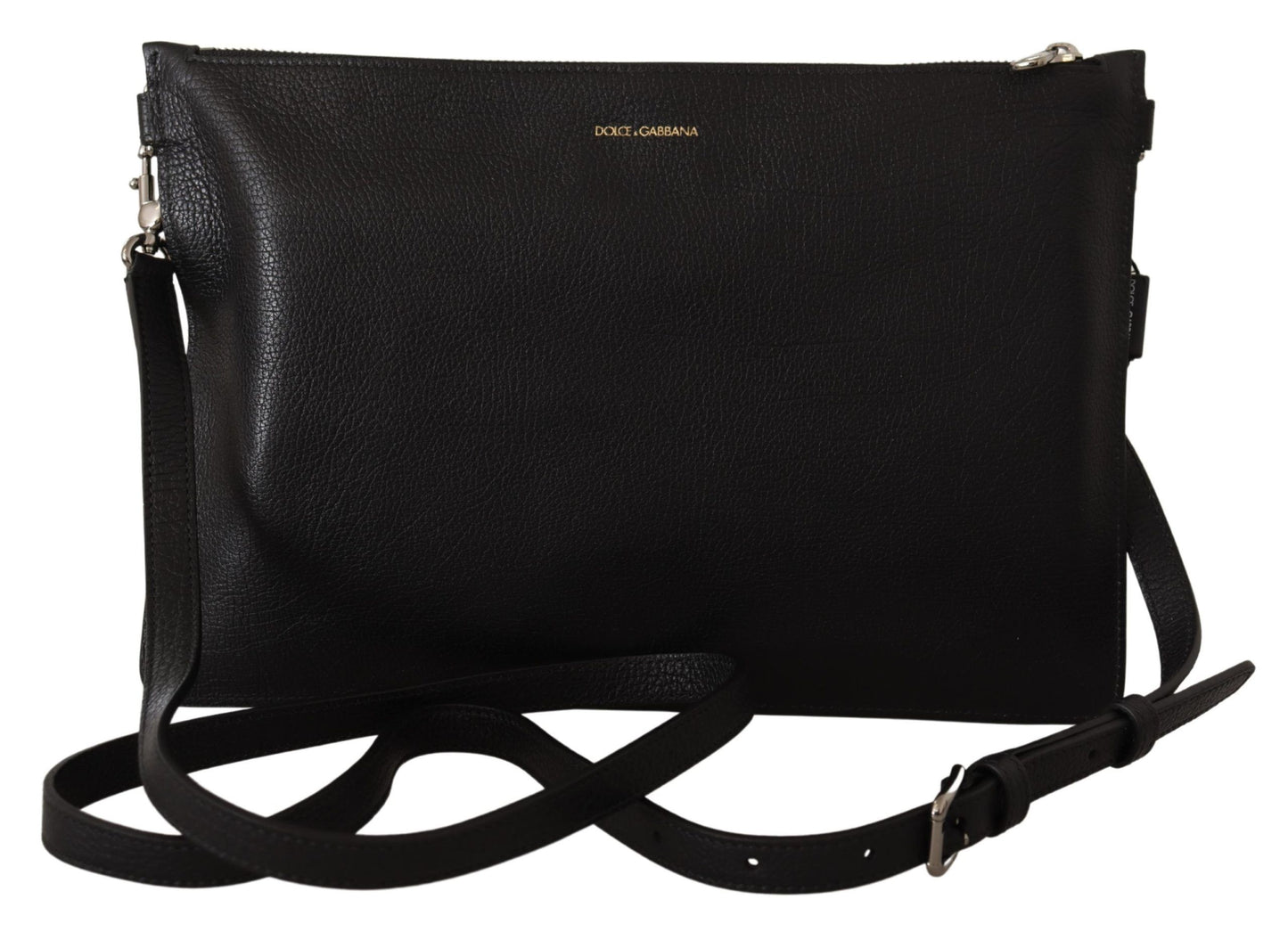 Large Travel Sling Shoulder Bag by Dolce & Gabbana for men in exotic leather black presents a statuesque silhouette, showcasing a secure zipper and statuesque with versatile for a sophisticated look.