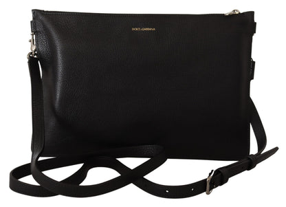 Large Travel Sling Shoulder Bag by Dolce & Gabbana for men in exotic leather black presents a statuesque silhouette, showcasing a secure zipper and statuesque with versatile for a sophisticated look.