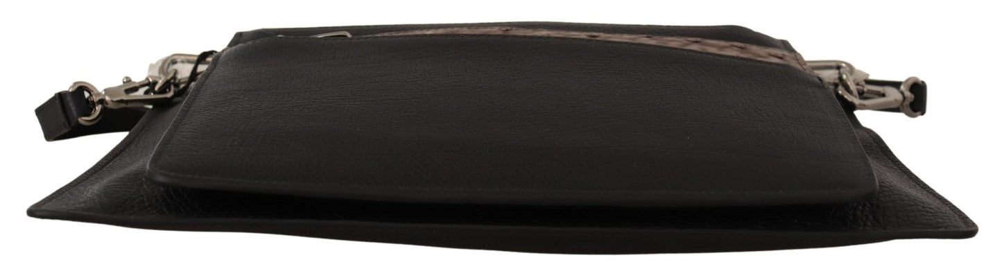 Large Travel Sling Shoulder Bag by Dolce & Gabbana for men in exotic leather black features a effortless sophistication silhouette, secured by a zipper with ample and versatile for a effortless sophistication finish.