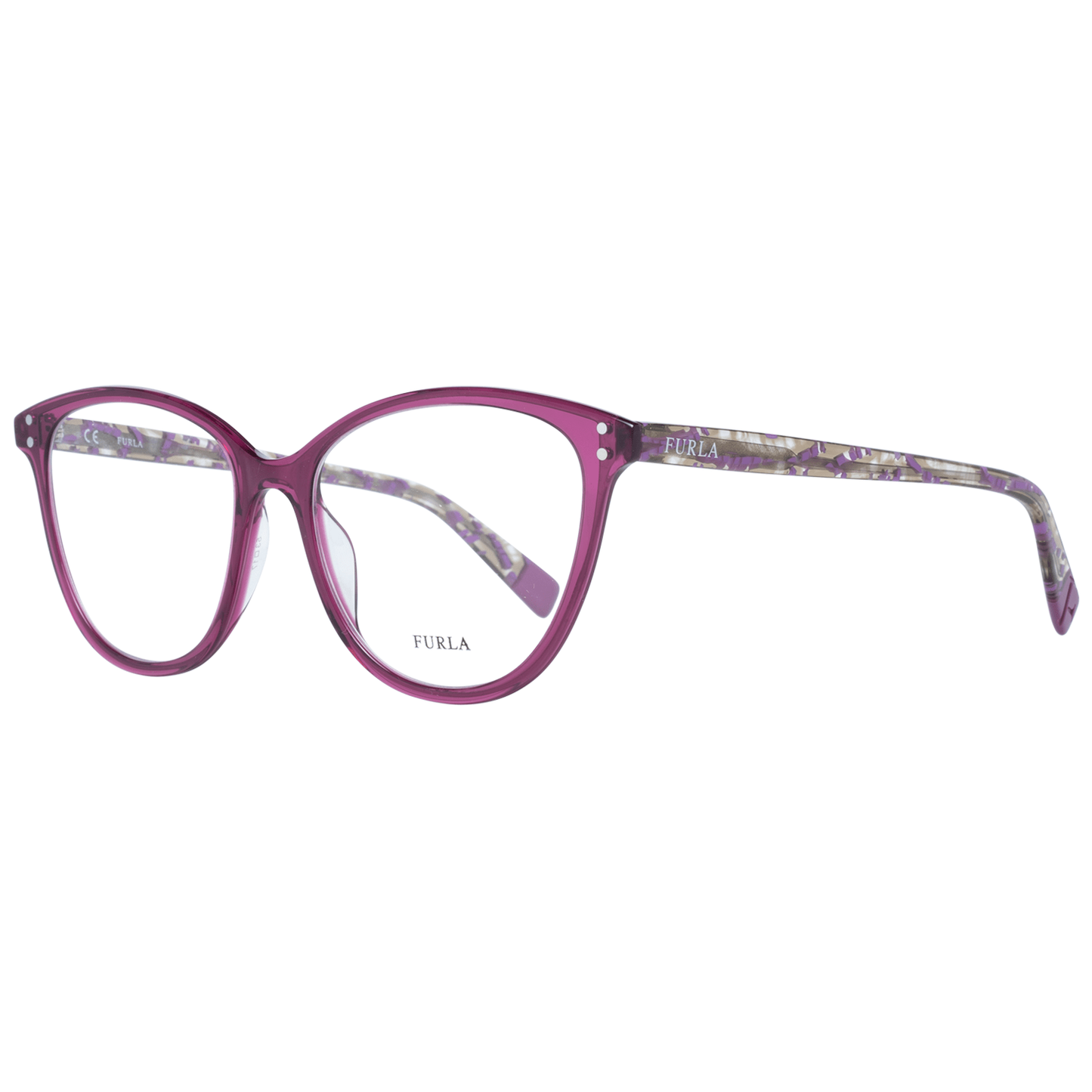 Eyeglasses Frames by Furla for women in nylon and purple showcases a refined silhouette, detailed with a purple coloured frame finish and a sophisticated full-frame frame design.