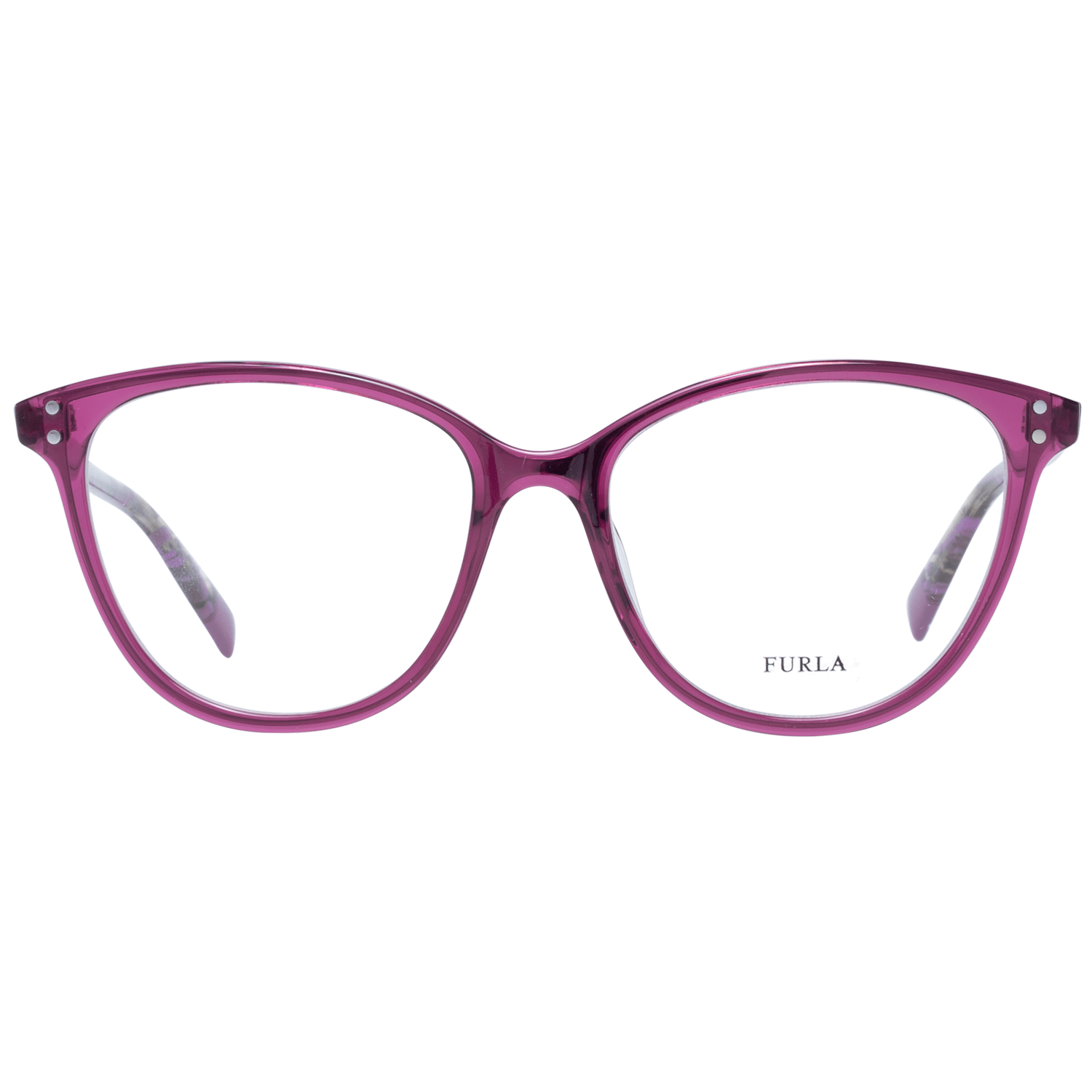 Eyeglasses Frames by Furla for women in nylon purple features a refined silhouette, showcasing a refined purple coloured frame and full-frame frame design for a sophisticated, premium look.
