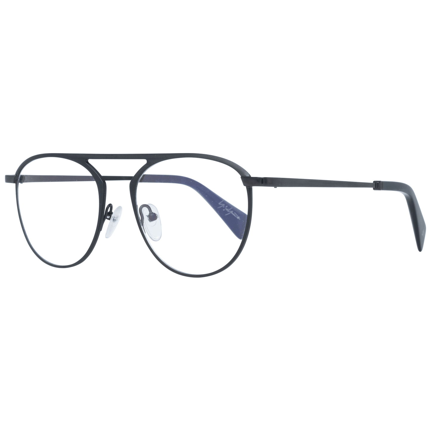 Eyeglasses Frames by Yohji Yamamoto for men in black showcases a reflective silhouette, artfully incorporating a sophisticated black coloured frame with a distinct full-frame frame design.