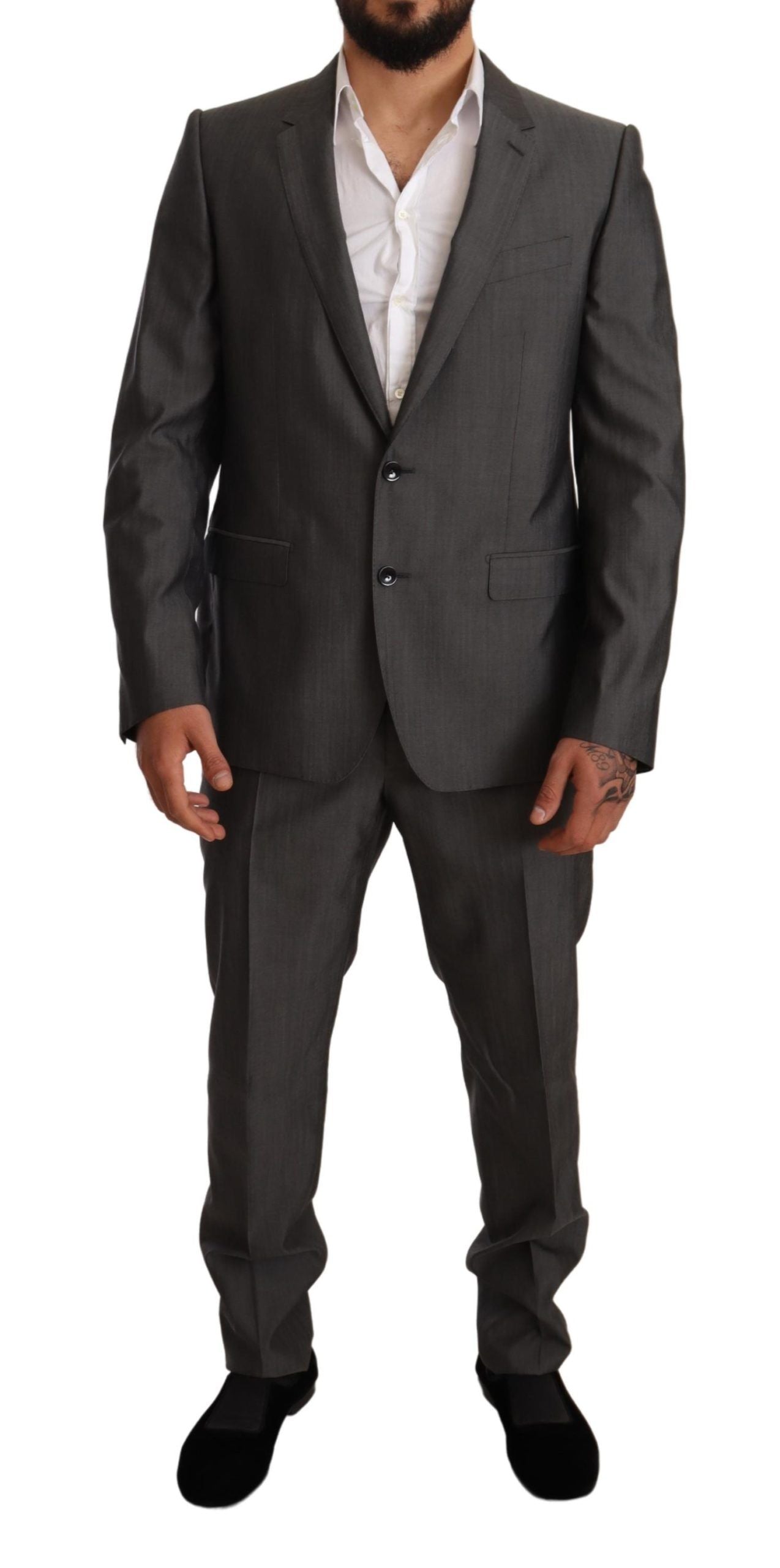 Dolce & Gabbana Men's Gray Metallic MARTINI Slim Fit Set Suit