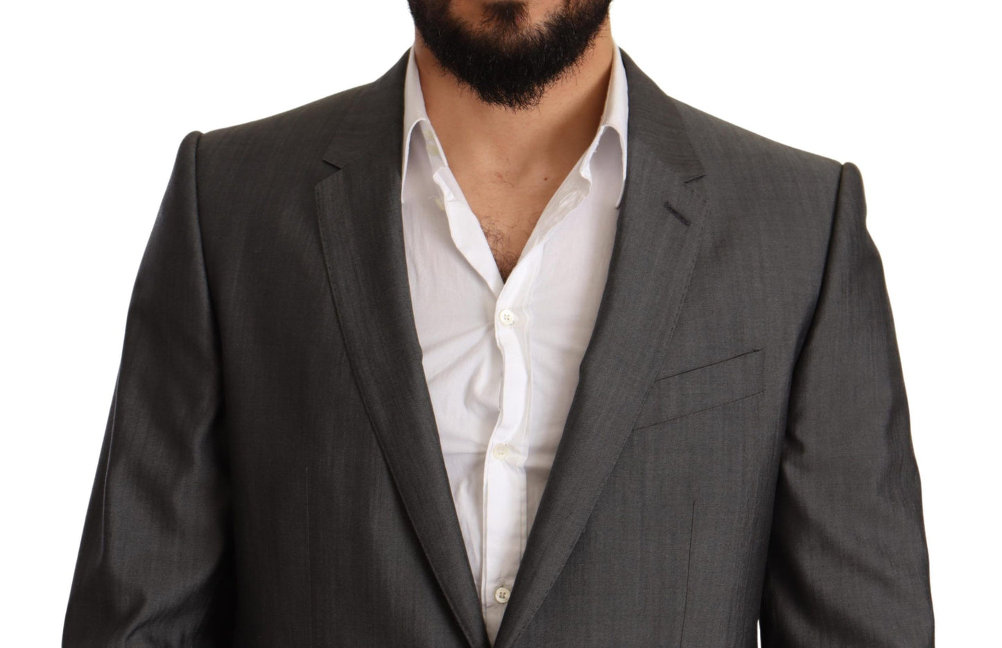 Dolce & Gabbana Men's Gray Metallic MARTINI Slim Fit Set Suit