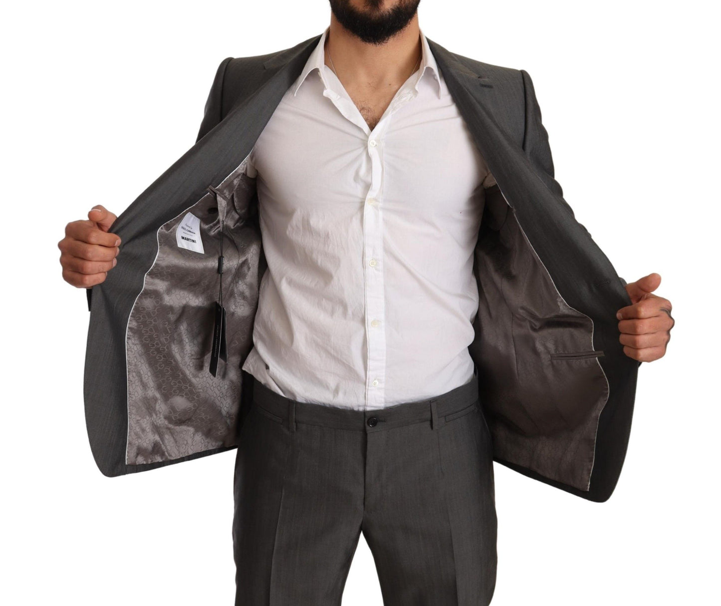 Dolce & Gabbana Men's Gray Metallic MARTINI Slim Fit Set Suit