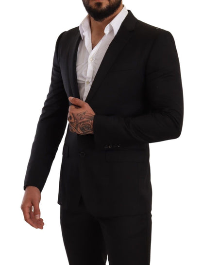 Dolce & Gabbana Men's Black Check MARTINI SLIM FIT 2 Piece Suit
