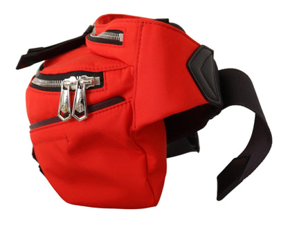 Large Fanny Pack Backpack by Givenchy for men in polyamide black, red & silver showcases a stately Polyamide Large Fanny Pack Backpack design, featuring a secure zipper with stately and versatile adjustable-strap & belt-strap.