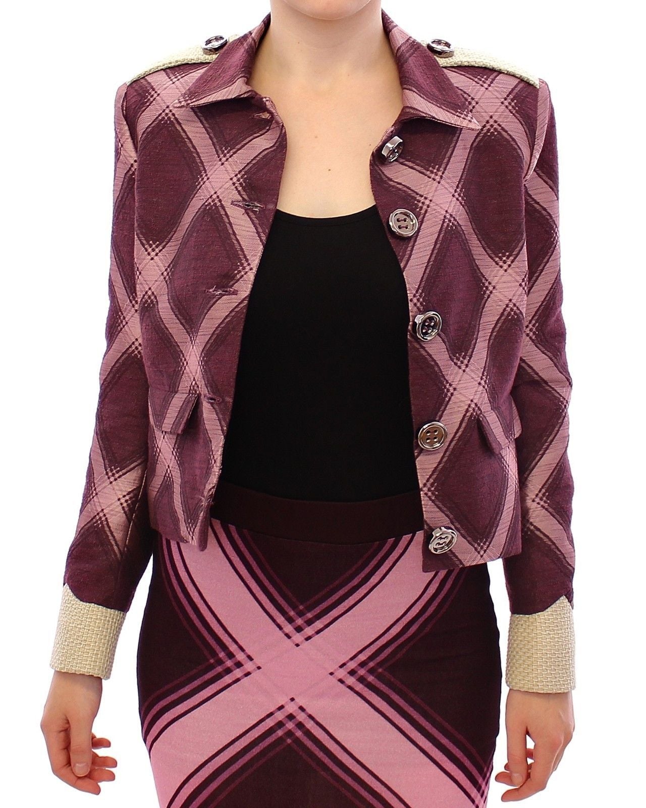Check Blazer Purple Jacket