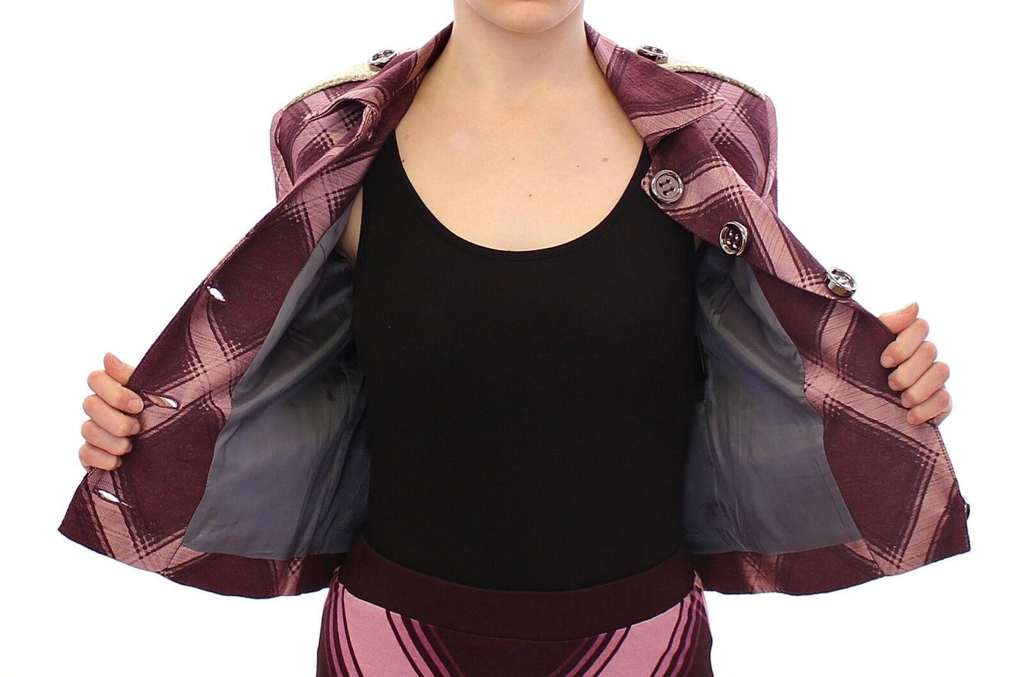Check Blazer Purple Jacket