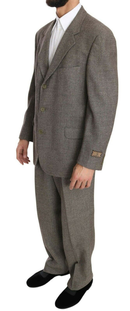 Fendi Men's Brown Wool Regular Single Breasted Suit