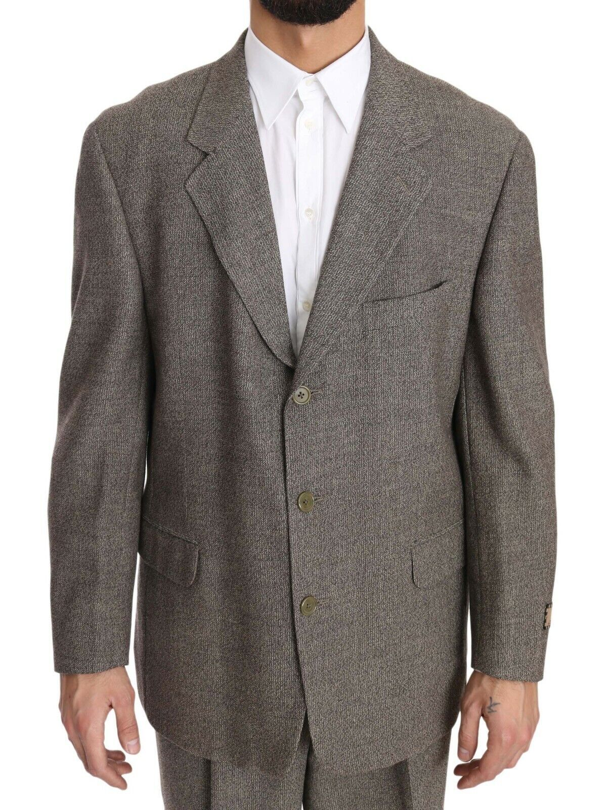 Fendi Men's Brown Wool Regular Single Breasted Suit