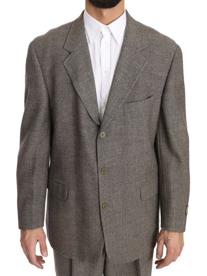 Fendi Men's Brown Wool Regular Single Breasted Suit