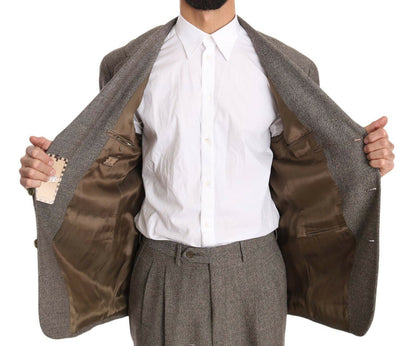 Fendi Men's Brown Wool Regular Single Breasted Suit