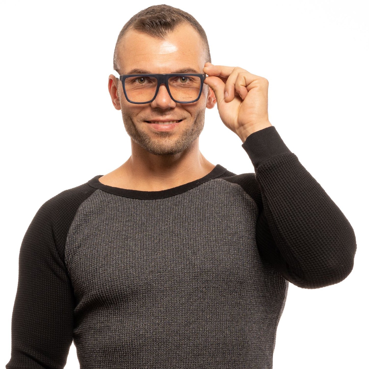 Eyeglasses Frames by Yohji Yamamoto for men in blue features an refined silhouette, showcasing a sophisticated blue coloured frame and refined full-frame frame design for a refined look.
