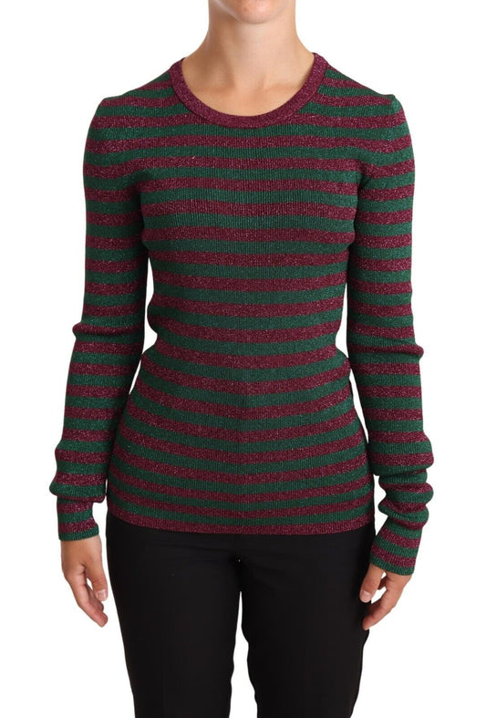 Sweater by Dolce & Gabbana for women in polyester & viscose green, maroon, multicolor & striped showcases a downtown chic silhouette, artfully finished with a downtown chic and for a sophisticated, high-end look.