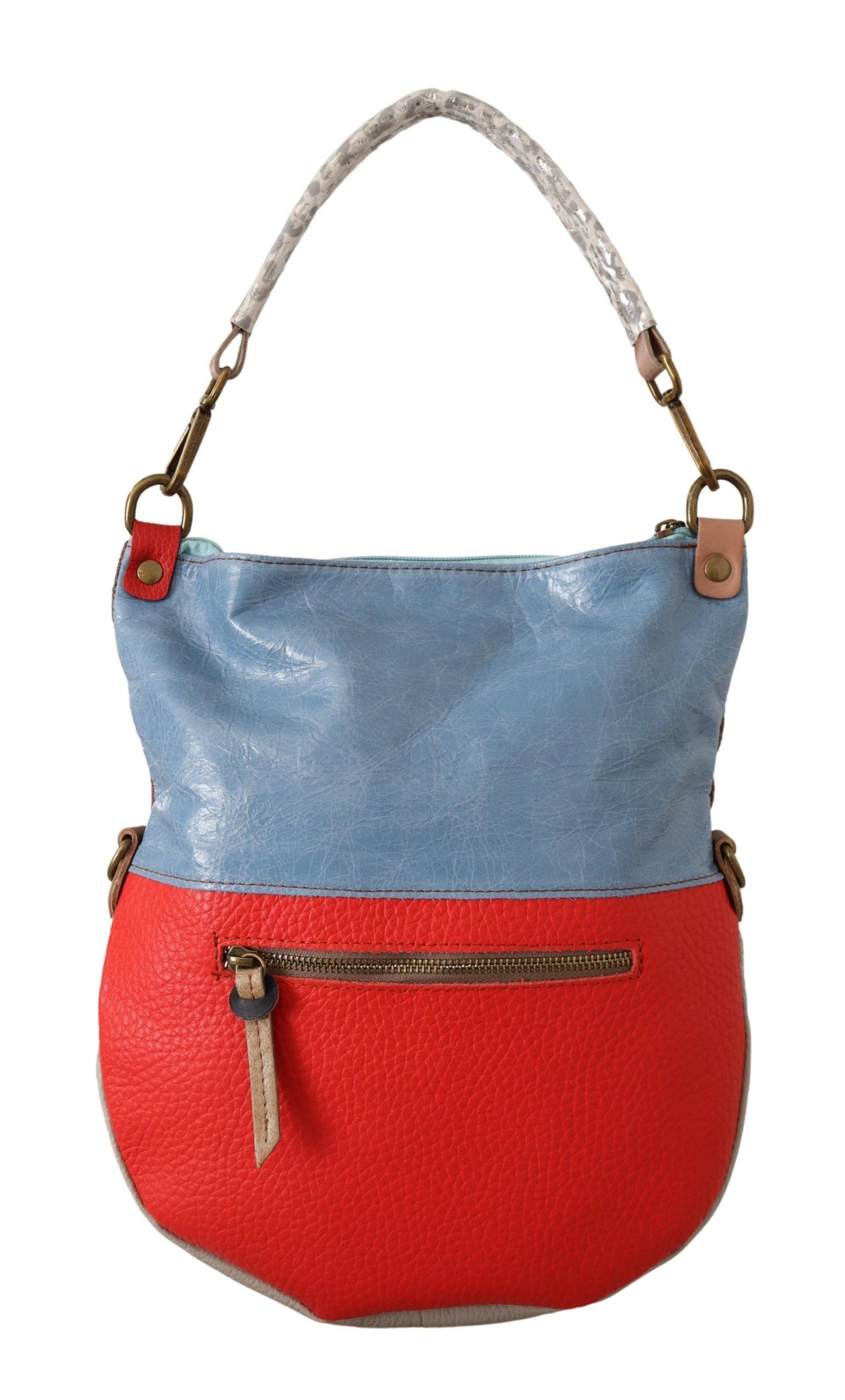 Travel Tote Handbag by EBARRITO for women in leather & metal gold & multicolor features an refined silhouette, showcasing a secure zipper, ample , and versatile handle for a sophisticated refined aesthetic.