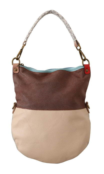 Travel Tote Handbag by EBARRITO for women in leather & metal gold & multicolor features a ornamental silhouette, showcasing a secure zipper, ample , and ornamental handle for a sophisticated look.