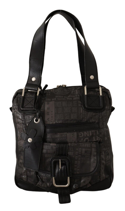 Compact Shoulder Bag by WAYFARER for women in leather black & gray features a effortless sophistication silhouette, secured by a zipper with ample and versatile handle for a effortless sophistication finish.