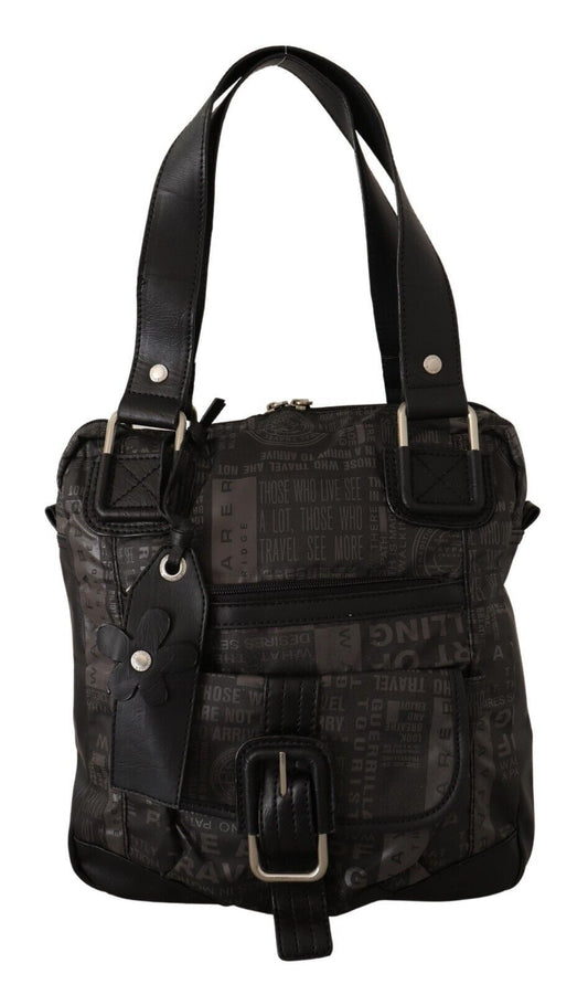 Compact Shoulder Bag by WAYFARER for women in leather black & gray features a effortless sophistication silhouette, secured by a zipper with ample and versatile handle for a effortless sophistication finish.