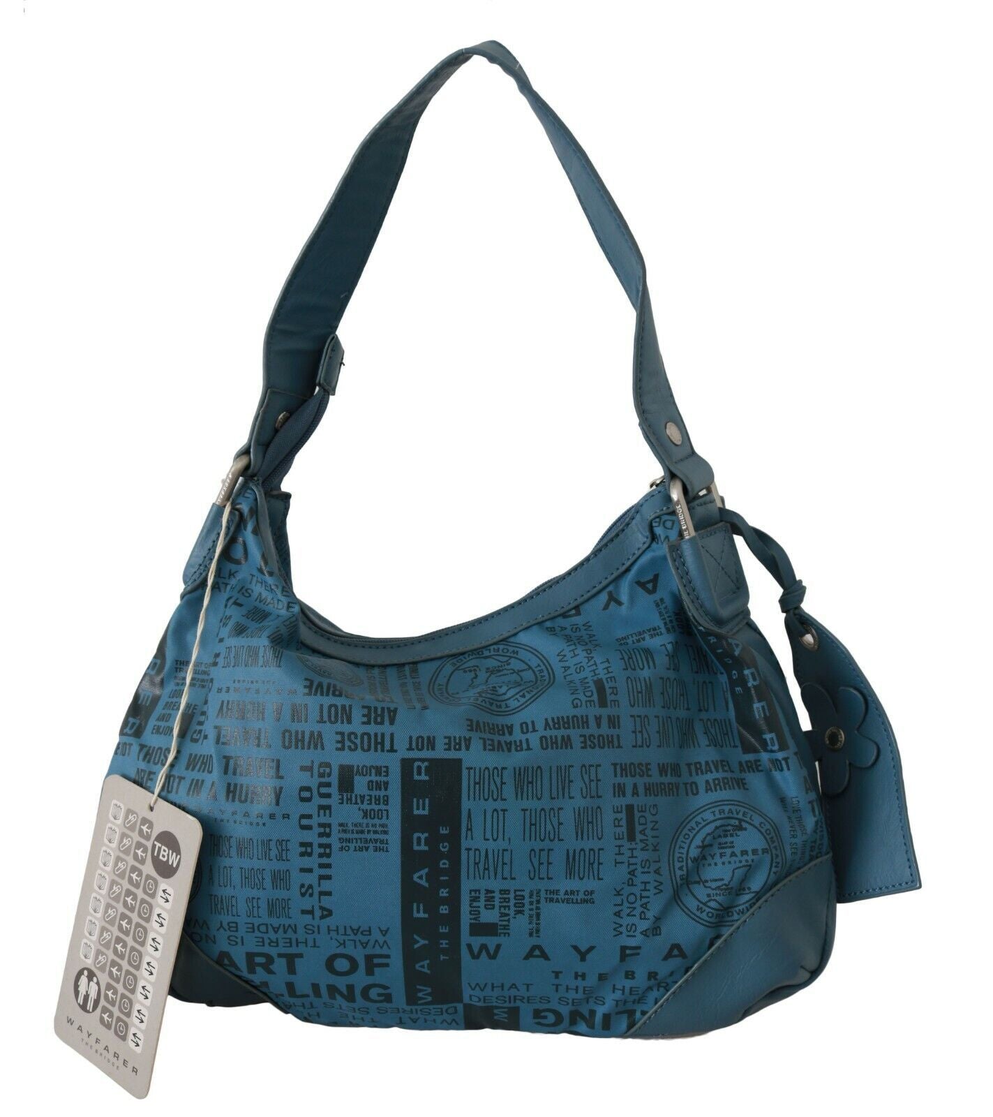 Shoulder Bag by WAYFARER for women in leather blue presents a statuesque silhouette, showcasing a secure zipper and statuesque with versatile shoulder-strap & handle for a sophisticated look.