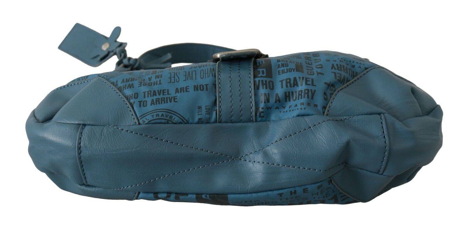 Shoulder Bag by WAYFARER for women in leather blue features a statuesque silhouette, showcasing a secure zipper and statuesque with versatile shoulder-strap & handle for a statuesque finish.