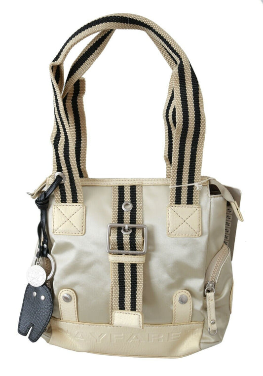 Tote Shoulder Bag by WAYFARER for women in fabric beige presents a statuesque silhouette, showcasing a secure zipper and statuesque with versatile shoulder-strap, adjustable-strap & handle for a sophisticated look.