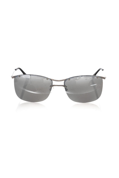 Sunglasses by Frankie Morello for men in polyamide & cupro gray & silver features an lustrous with silver coloured frame detailing and mirrored lens for a lustrous aesthetic.