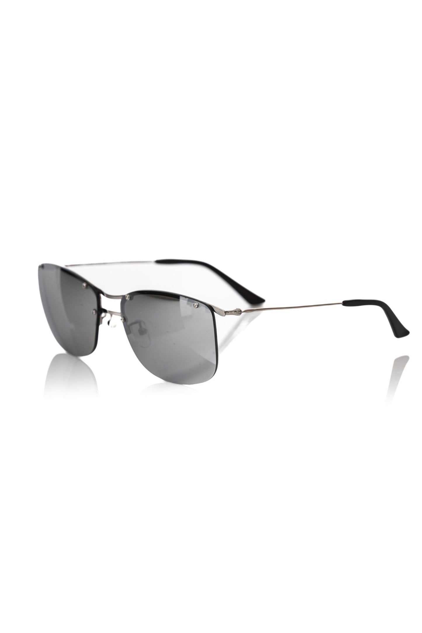 Sunglasses by Frankie Morello for men in polyamide & cupro gray & silver features an lustrous with silver coloured frame detailing and mirrored lens for a lustrous aesthetic.