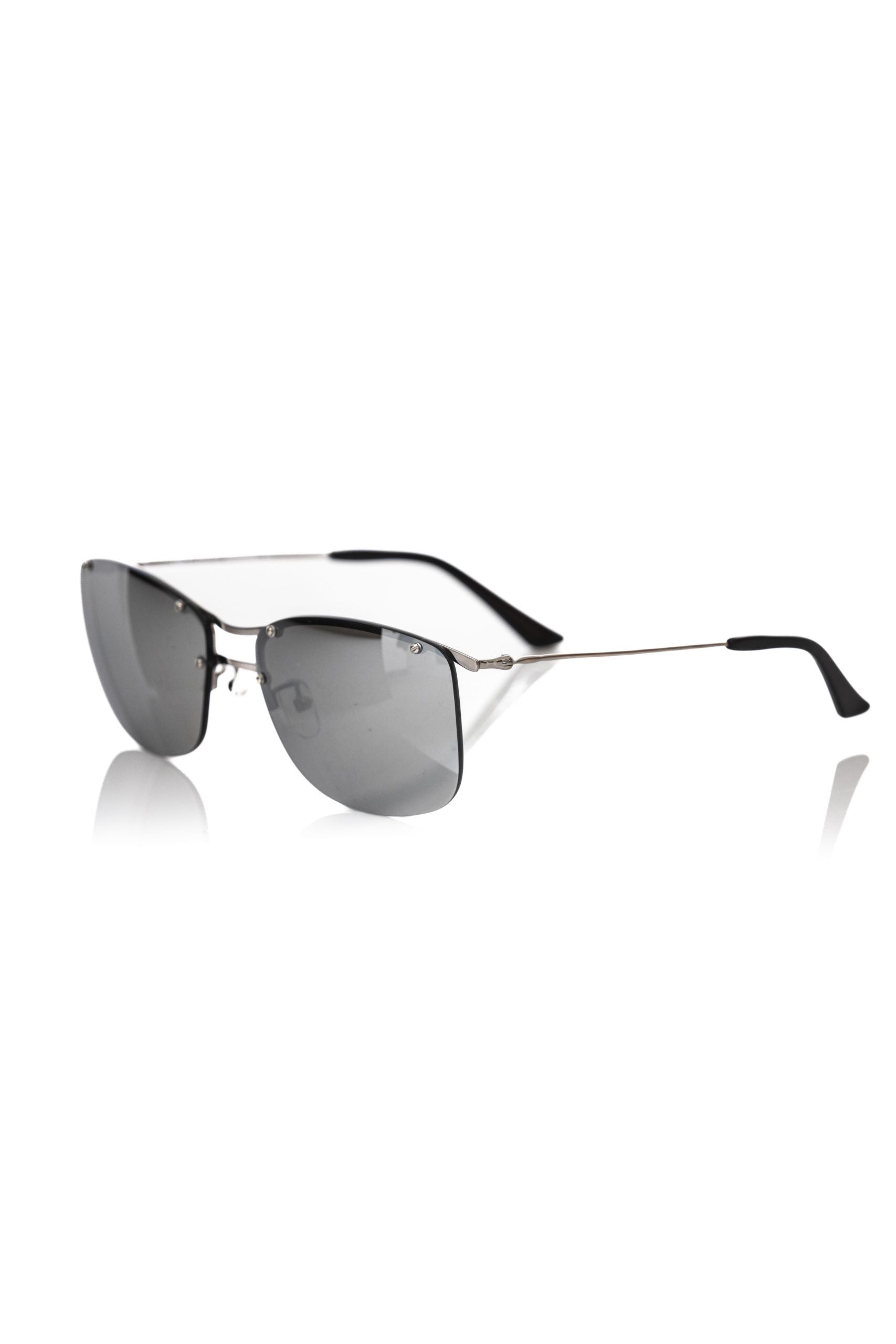 Sunglasses by Frankie Morello for men in polyamide & cupro gray & silver features an lustrous with silver coloured frame detailing and mirrored lens for a lustrous aesthetic.
