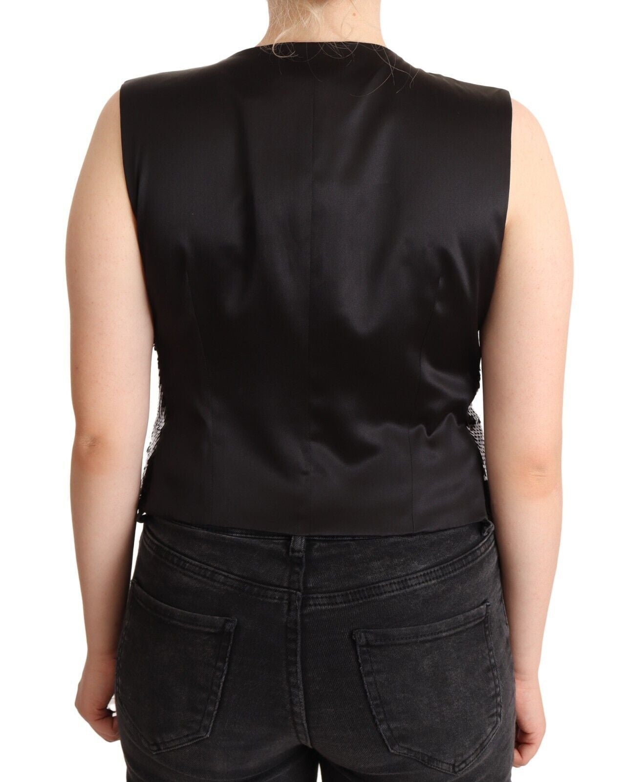 Dolce & Gabbana Dolce & Gabbana Black Sequin V-Neck Sleeveless Vest Tank Top