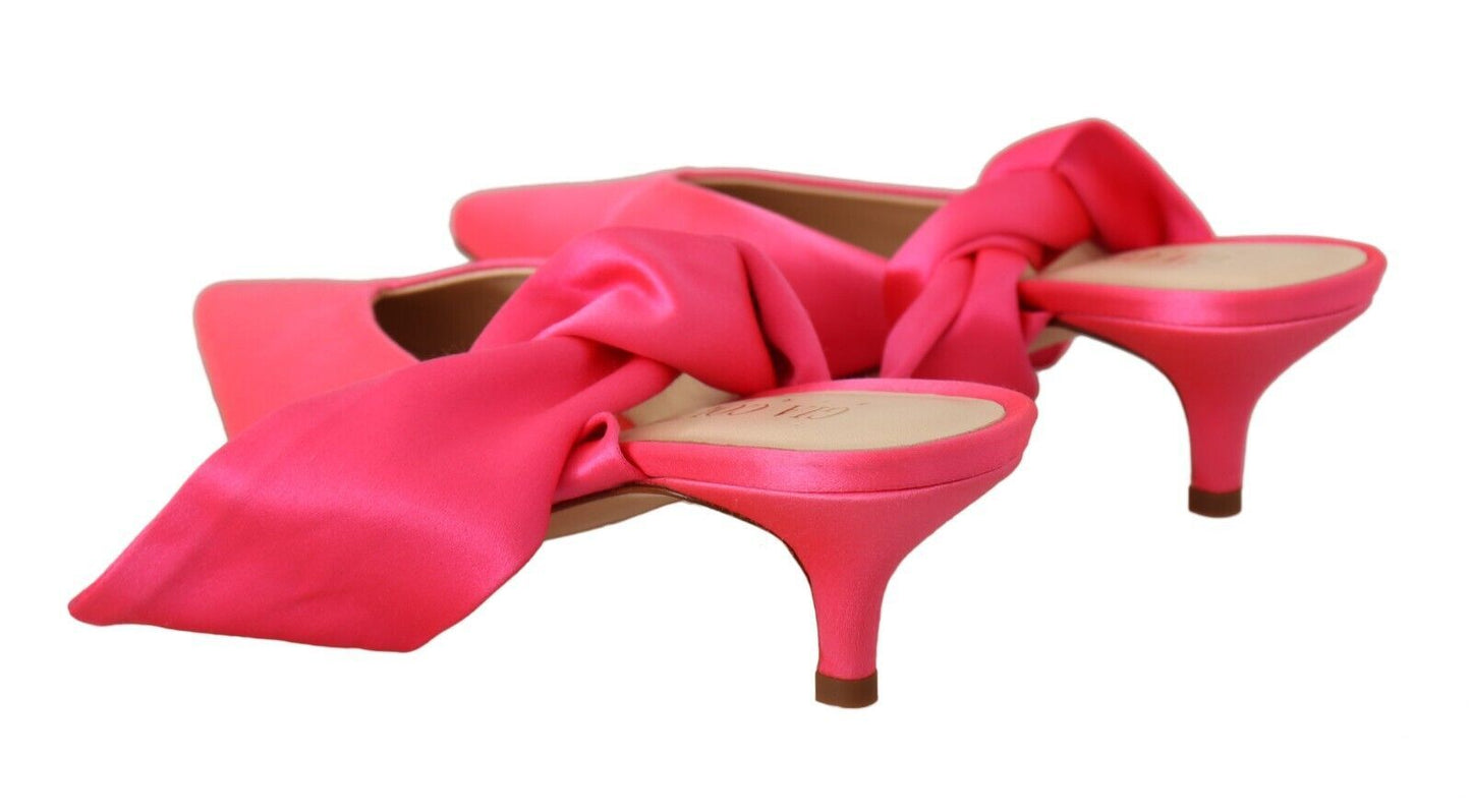Gia Couture Pink Leather Lace Up Kitten Heels Pumps Shoes