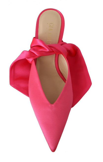 Gia Couture Pink Leather Lace Up Kitten Heels Pumps Shoes