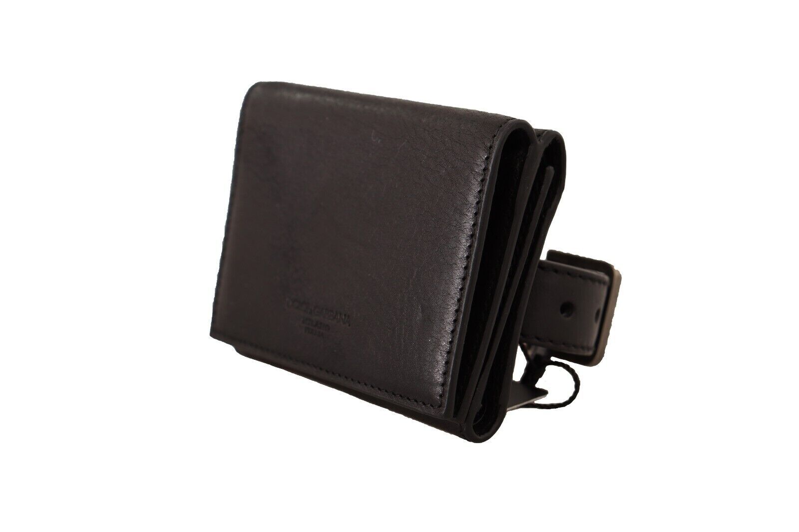 Wallet by Dolce & Gabbana for women in leather black presents a streamlined silhouette, showcasing the sophisticated design of the Leather Wallet collection with functional compact-design trifold.