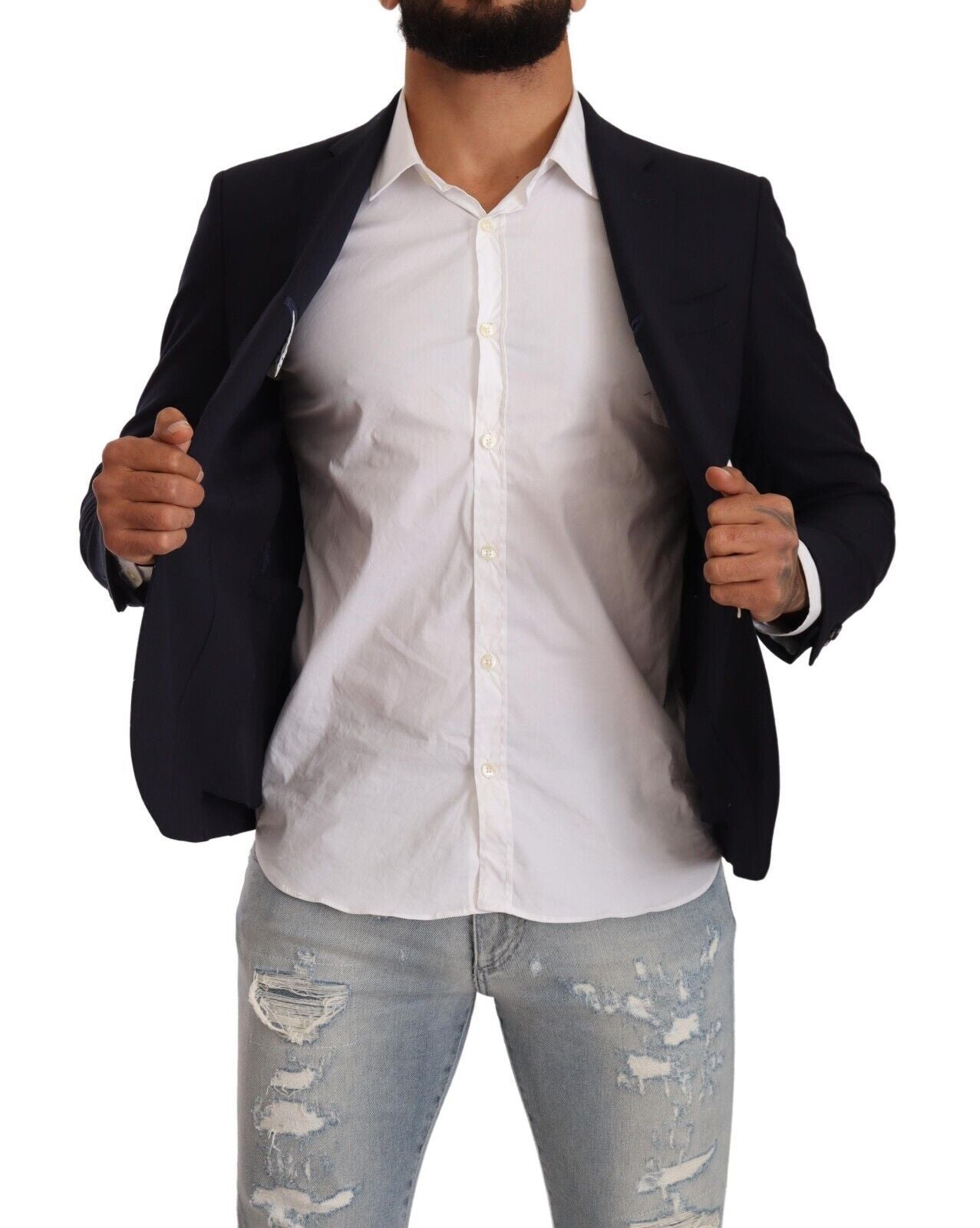 Black Domenico Tagliente Single Breasted One Button Suit Jacket