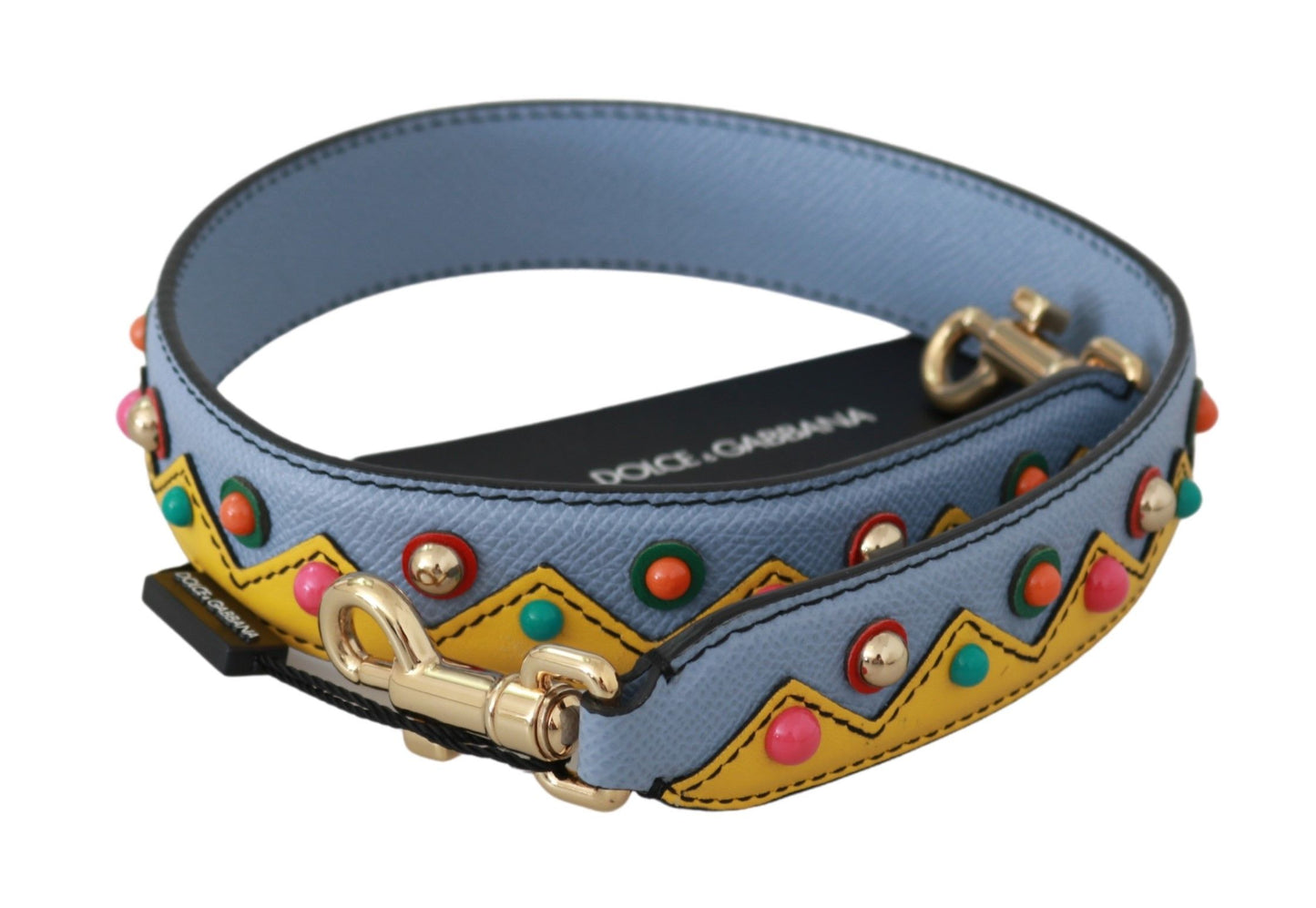 Shoulder Strap by Dolce & Gabbana for women in leather blue, multicolor & yellow features a dynamic silhouette, artfully enhancing the dynamic design of this Leather Shoulder Strap.