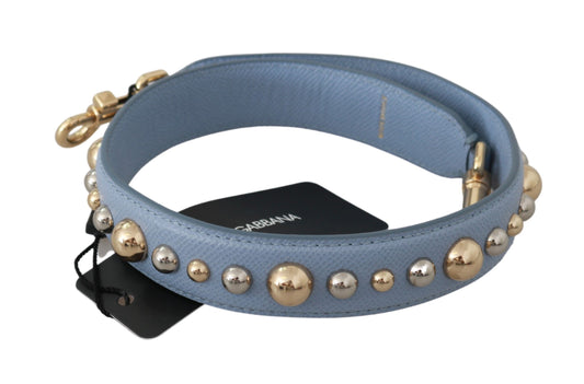 Shoulder Strap by Dolce & Gabbana for women in leather & metal blue & gold features a chic design, presenting a refined view of the Leather Metal Shoulder Strap with a chic finish.