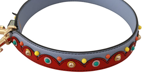Shoulder Strap by Dolce & Gabbana for women in leather & metal blue, gold, multicolor & red showcases a enviable design, perfect for elevating any ensemble as part of the Leather Metal Shoulder Strap collection.