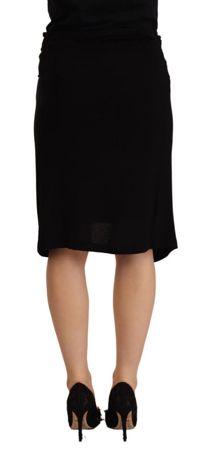 Plein Sud Black High Waist Pencil Knee Length Viscose Skirt