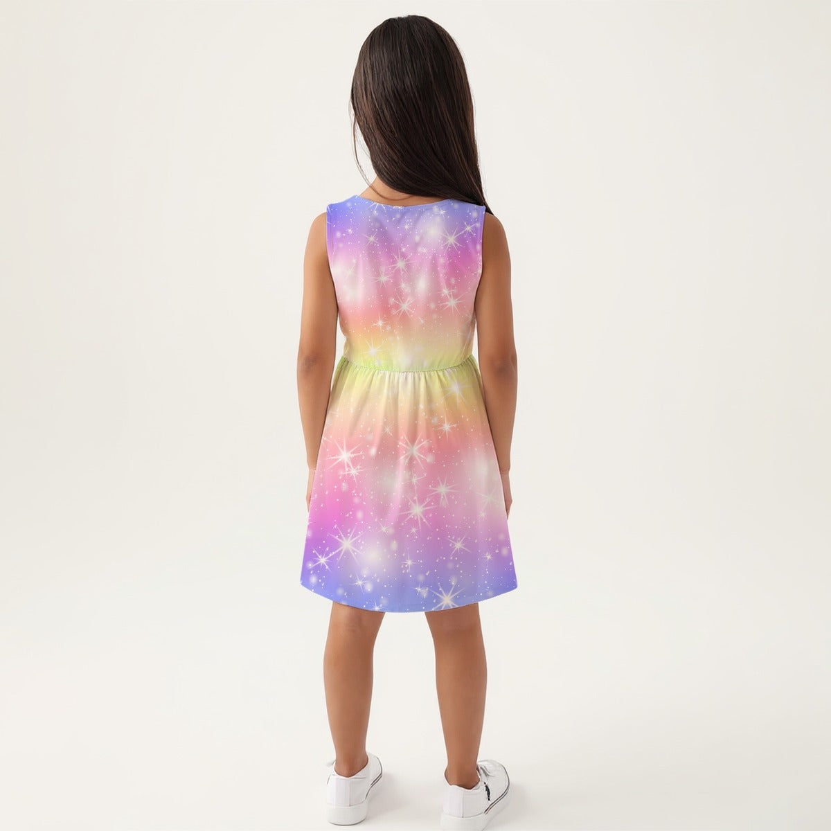 Aoibhín's Starry Rainbow Girls Sleeveless A-Line Dress