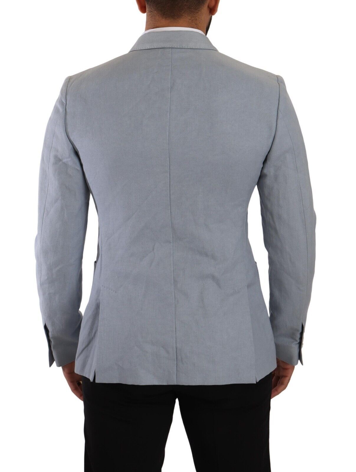 Dolce & Gabbana Men's Blue Cotton Linen Slim Fit Jacket Coat Blazer