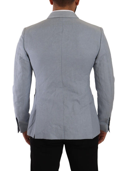 Dolce & Gabbana Men's Blue Cotton Linen Slim Fit Jacket Coat Blazer