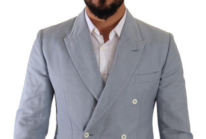Dolce & Gabbana Men's Blue Cotton Linen Slim Fit Jacket Coat Blazer